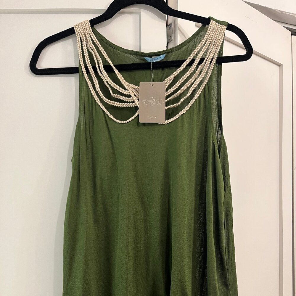 Anthroplogie Liefnotes Green and off-white tank top NWT